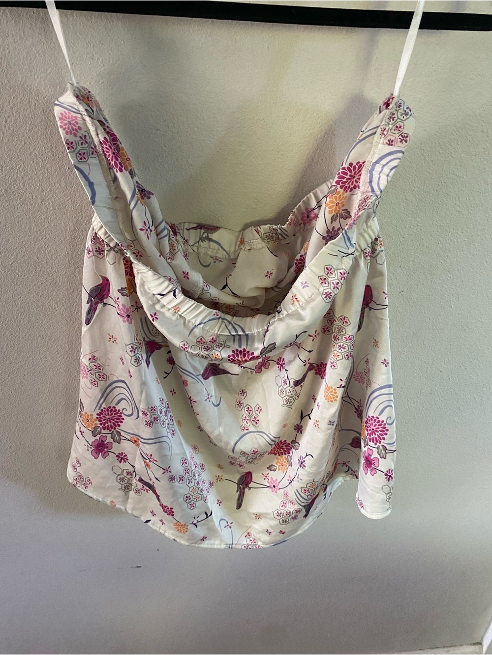 Torrid Cream Floral Cowl Off‎ The Shoulder Tank with Pink Accents Size XL